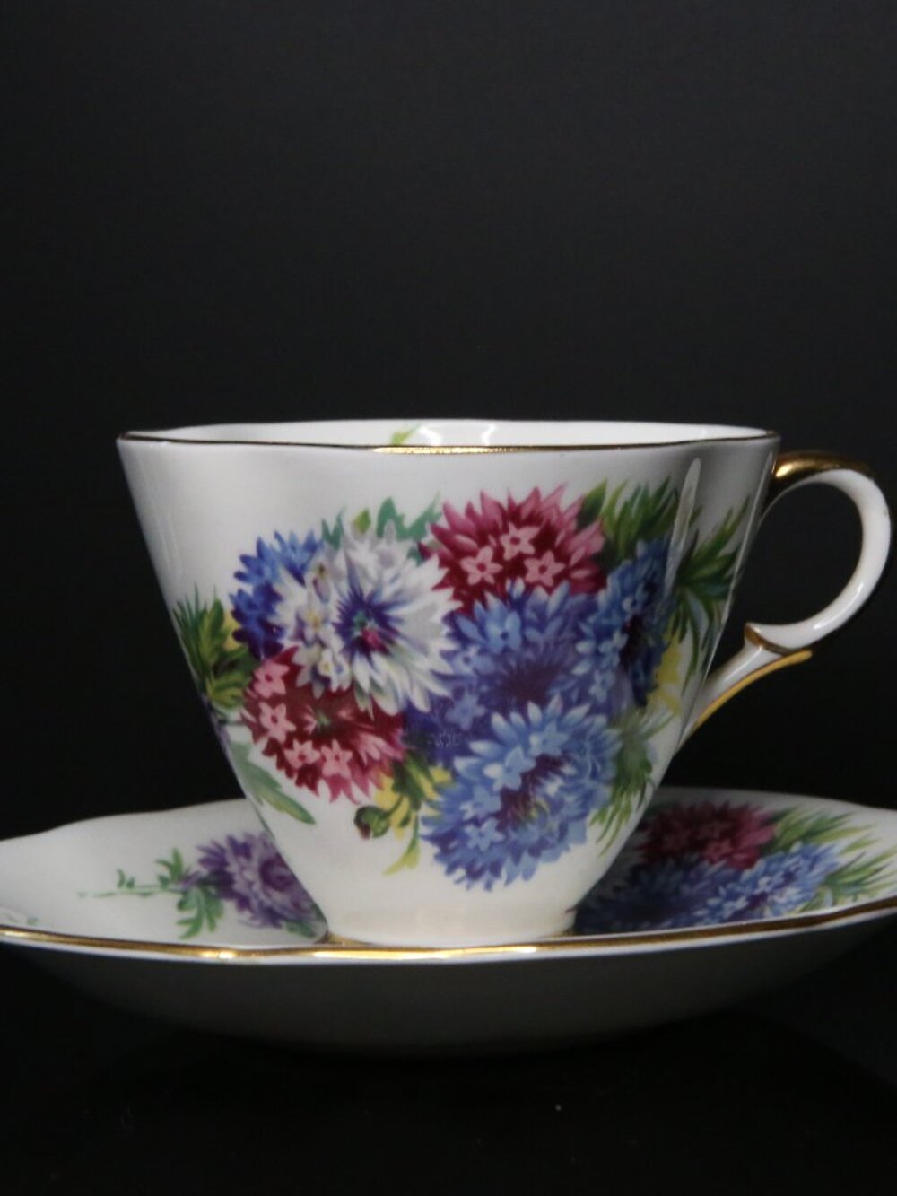 Vintage Clarence Teacup and Saucer: English Floral Bone China